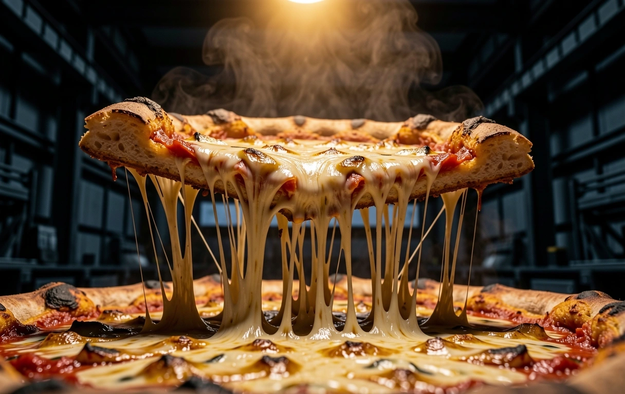 Fresh baked pizza detail