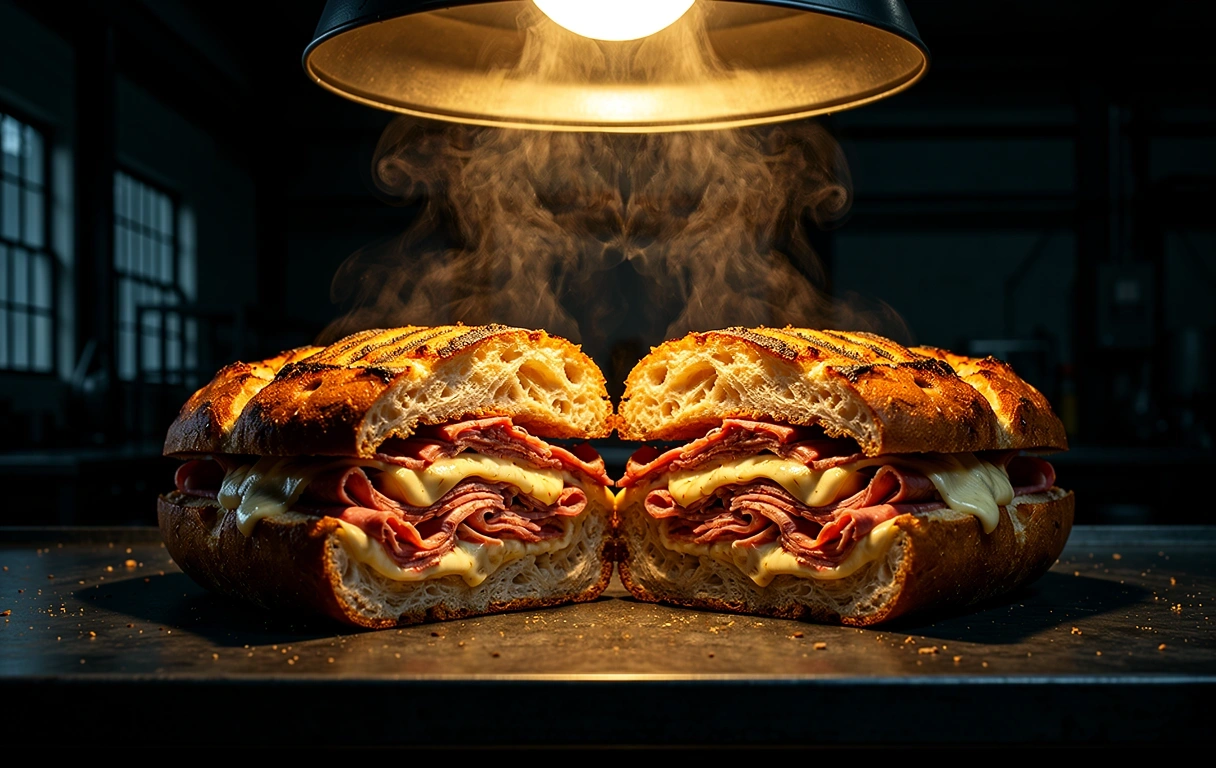 Toasted hot sandwich ready for eating