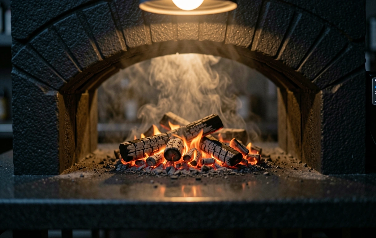 Glowing hearth embers